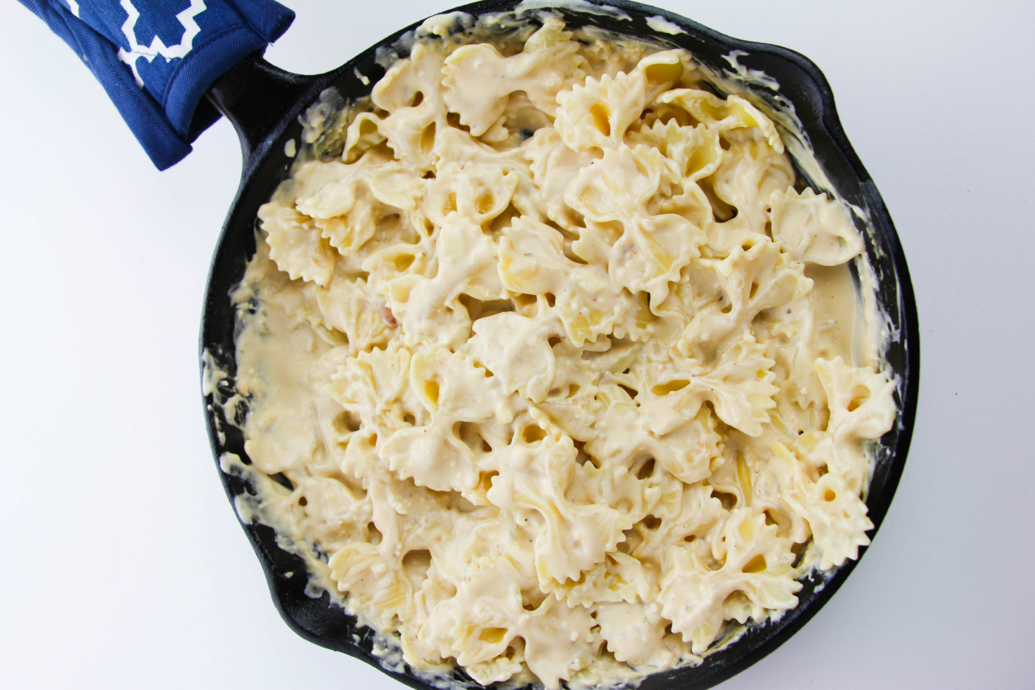 pasta added to sauce