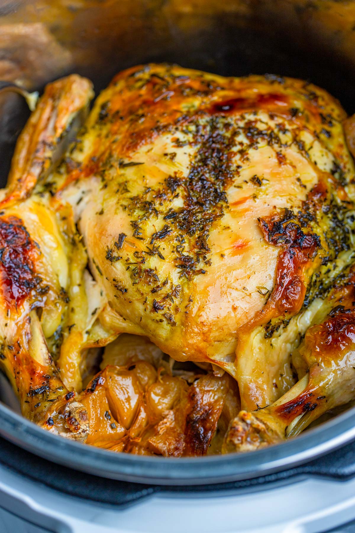 cooked chicken in a pressure cooker