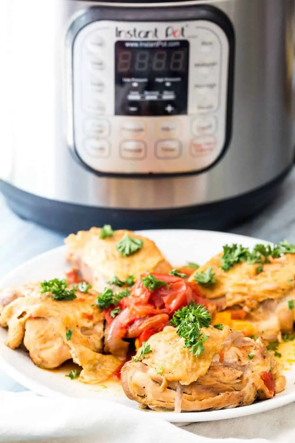 instant pot chicken cacciatore on a plate