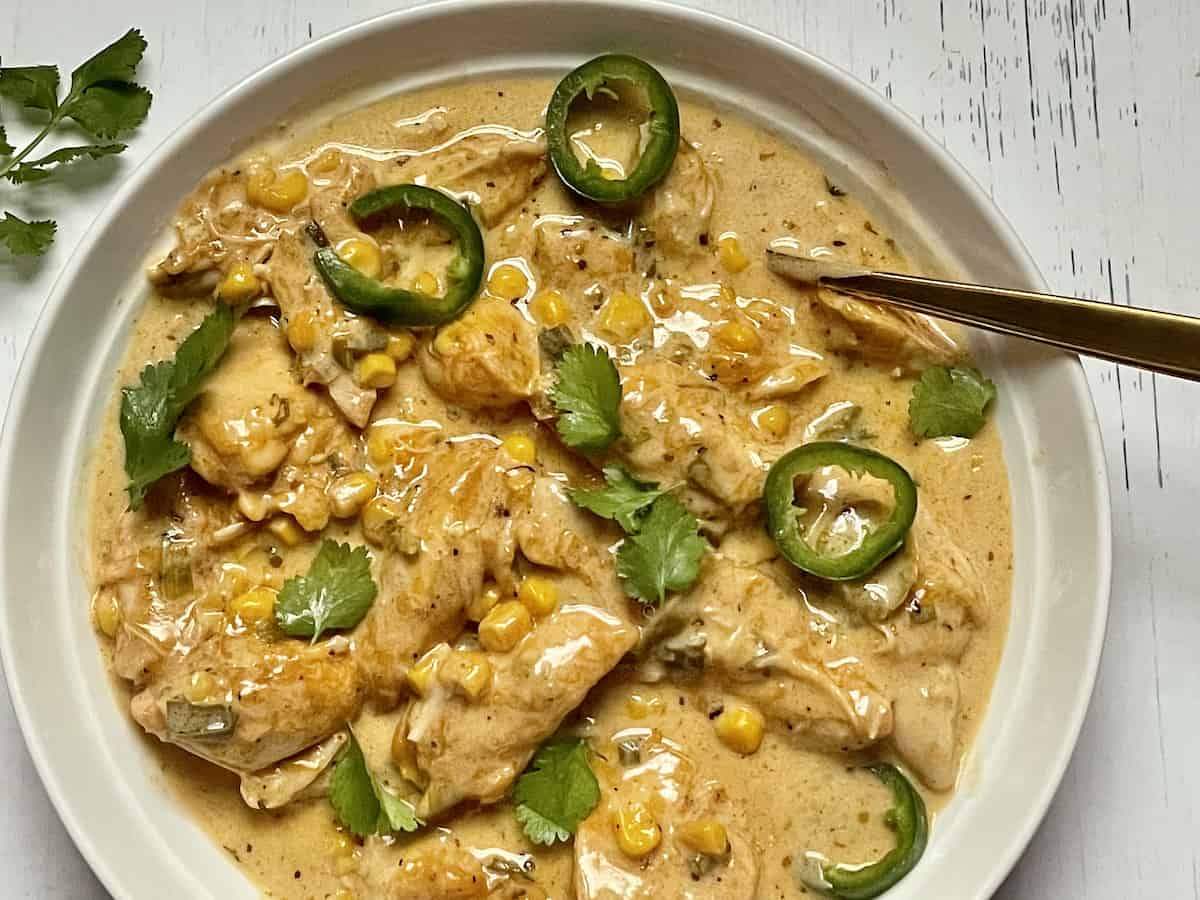 instant pot jalapeno cheddar chicken in a bowl