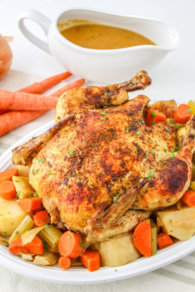 Dutch Oven Chicken Pot Roast on a platter