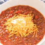 Easy Instant Pot Chili in a bowl