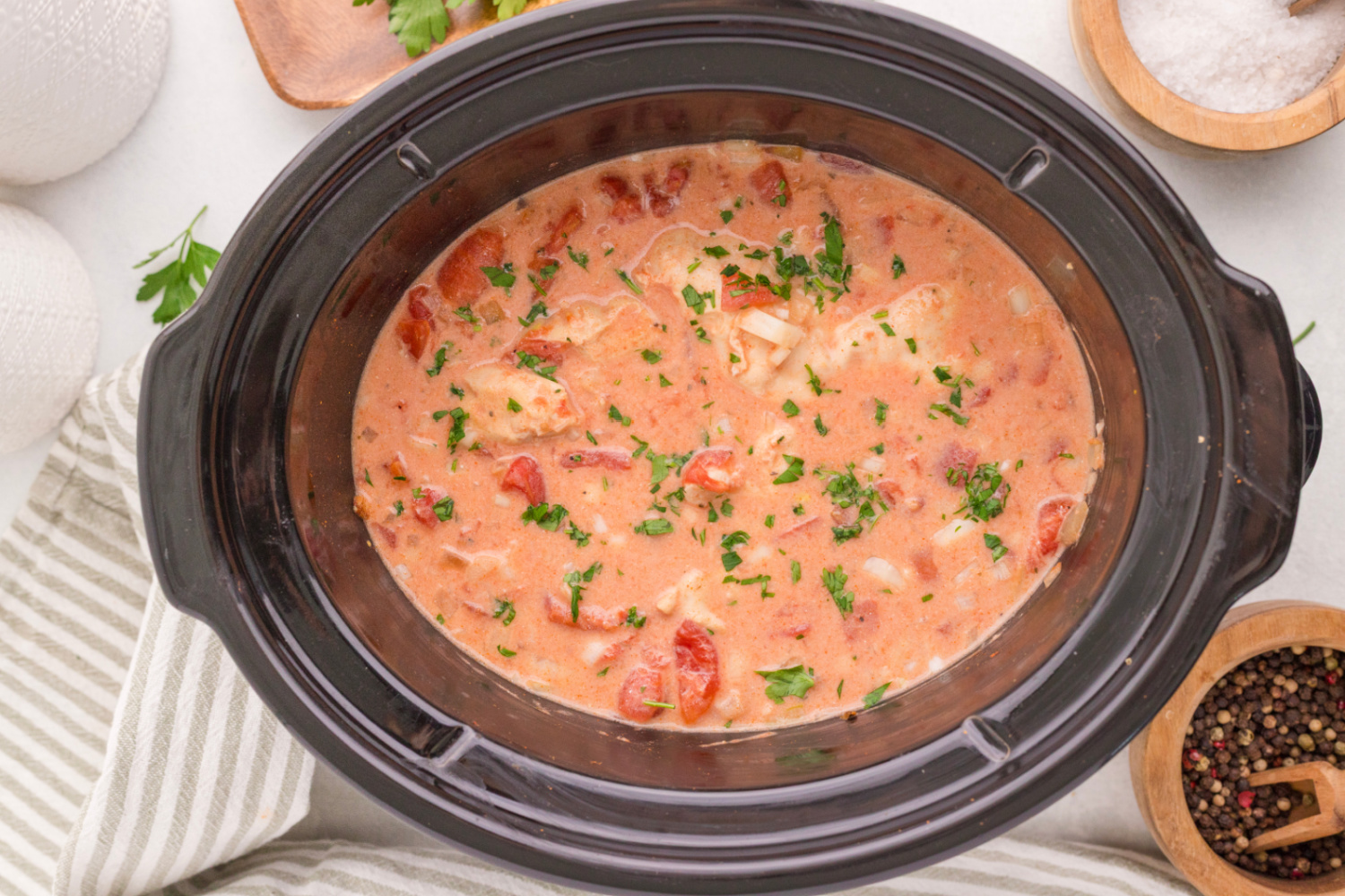 Slow Cooker Chicken Paprikas with sour cream stirred in
