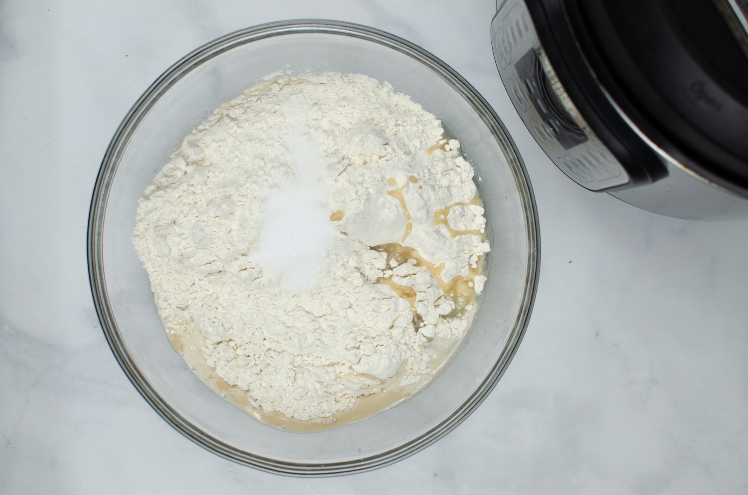 flour, olive oil, and salt in a bowl