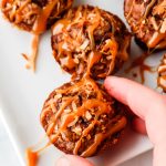 Samoa Brownie Bites on a plate