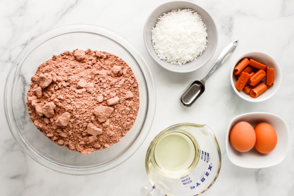 ingredients for Samoa Brownie Bites